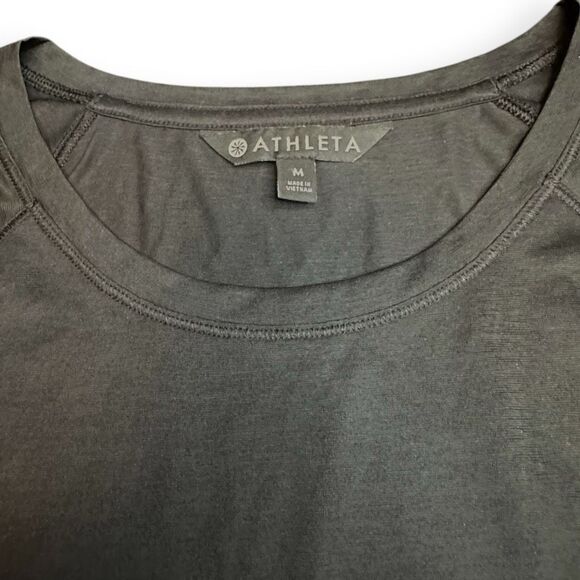 ATHLETA Women’s Black Semi Sheer Vapor Short Sleeve Tee Style #444777 Size Mediu - Picture 3 of 5